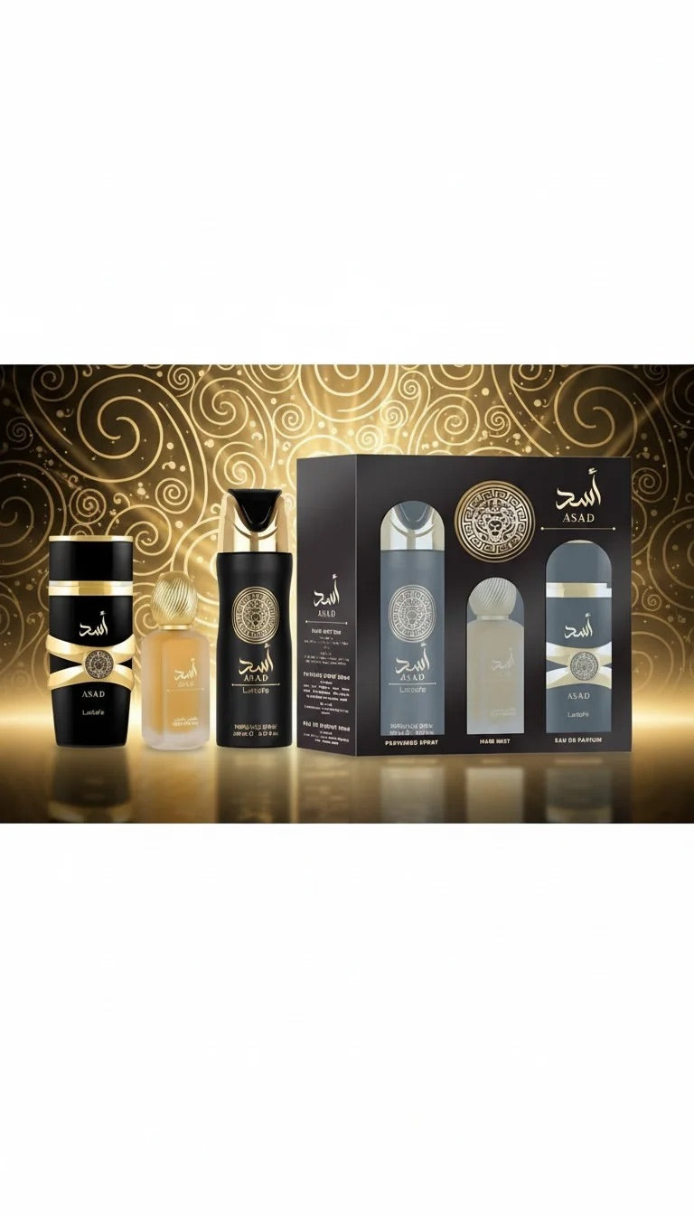 Lattafa Asad Men Set 3 Pz EDP 100ml/ Deo 200ml/ Hair Mist 50ml