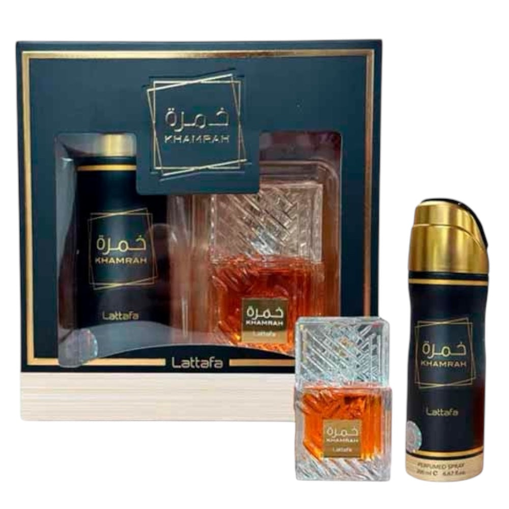 Lattafa Khamrah Unisex Set 3pcs EDP 100ml/ Desodorante 200ml