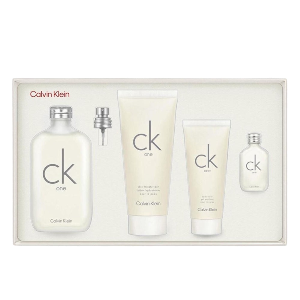 Calvin klein Set 4pz One EDT 100ml/ Body Shower CK One 100ml/ CK One Body Lotion 100ml/ CK One EDT Mini Spray/EDT 15ml
