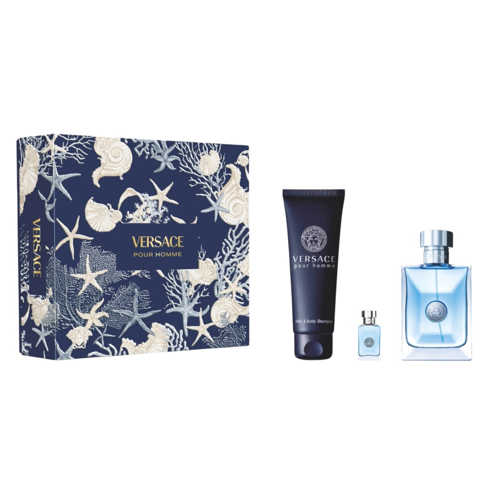 Versace Pour Homme Men Set 3pz EDT 100ml/ Body Shower 150ml/ mini EDT 5ml