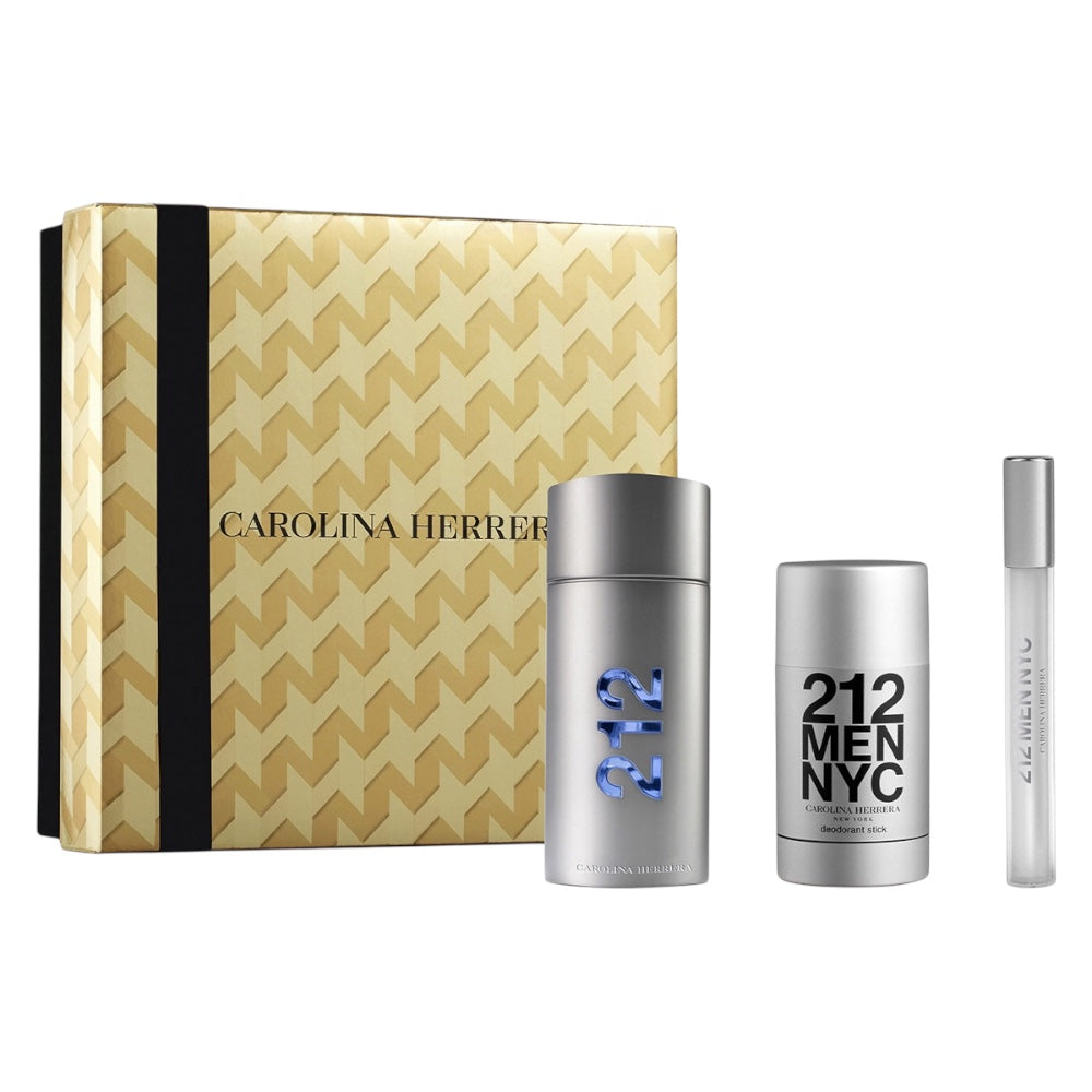 Carolina Herrera 212 Men Set 3 Pcs EDT 100ml/ Desodorante 75ml/ mini 10ml