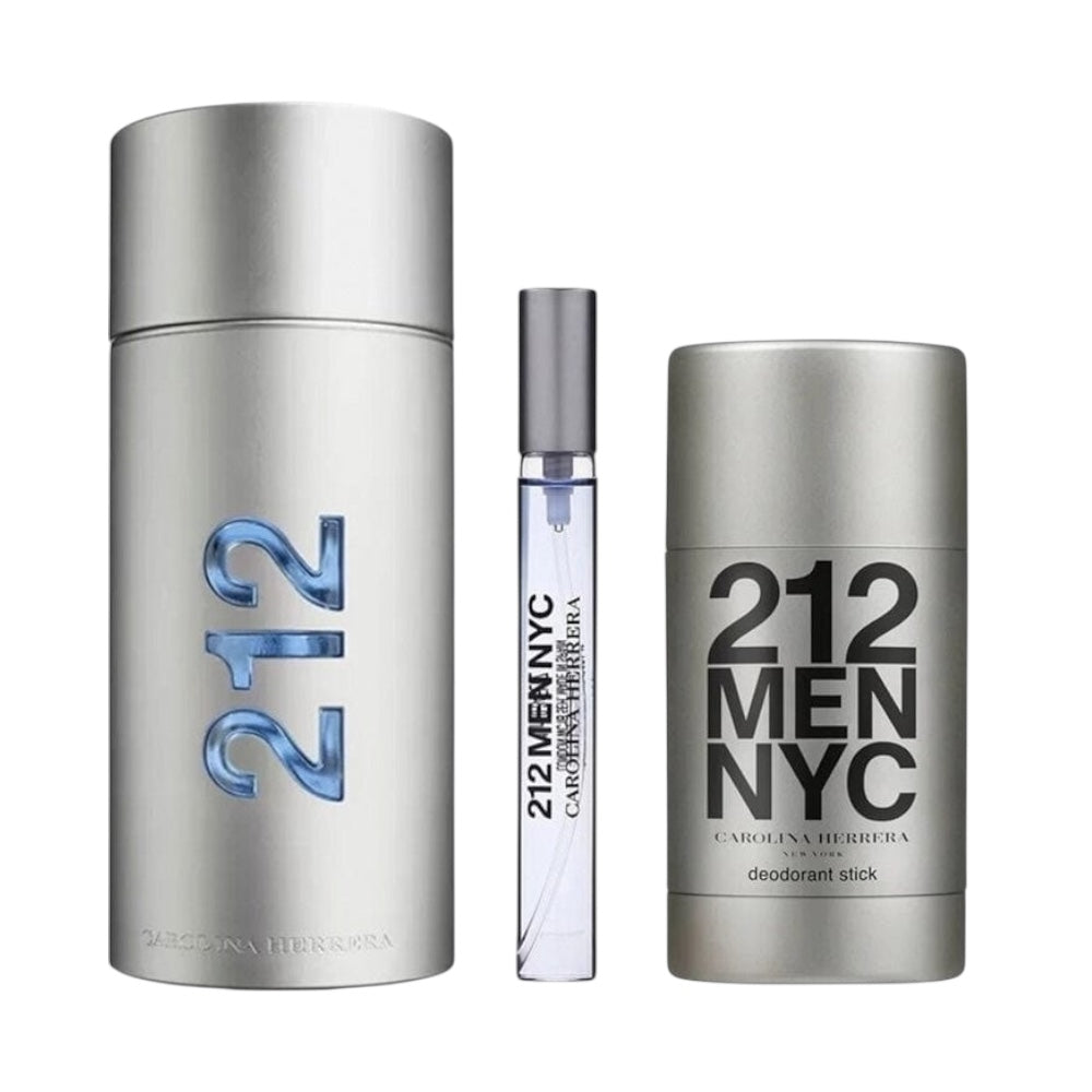 Carolina Herrera 212 Men Set 3 Pcs EDT 100ml/ Desodorante 75ml/ mini 10ml