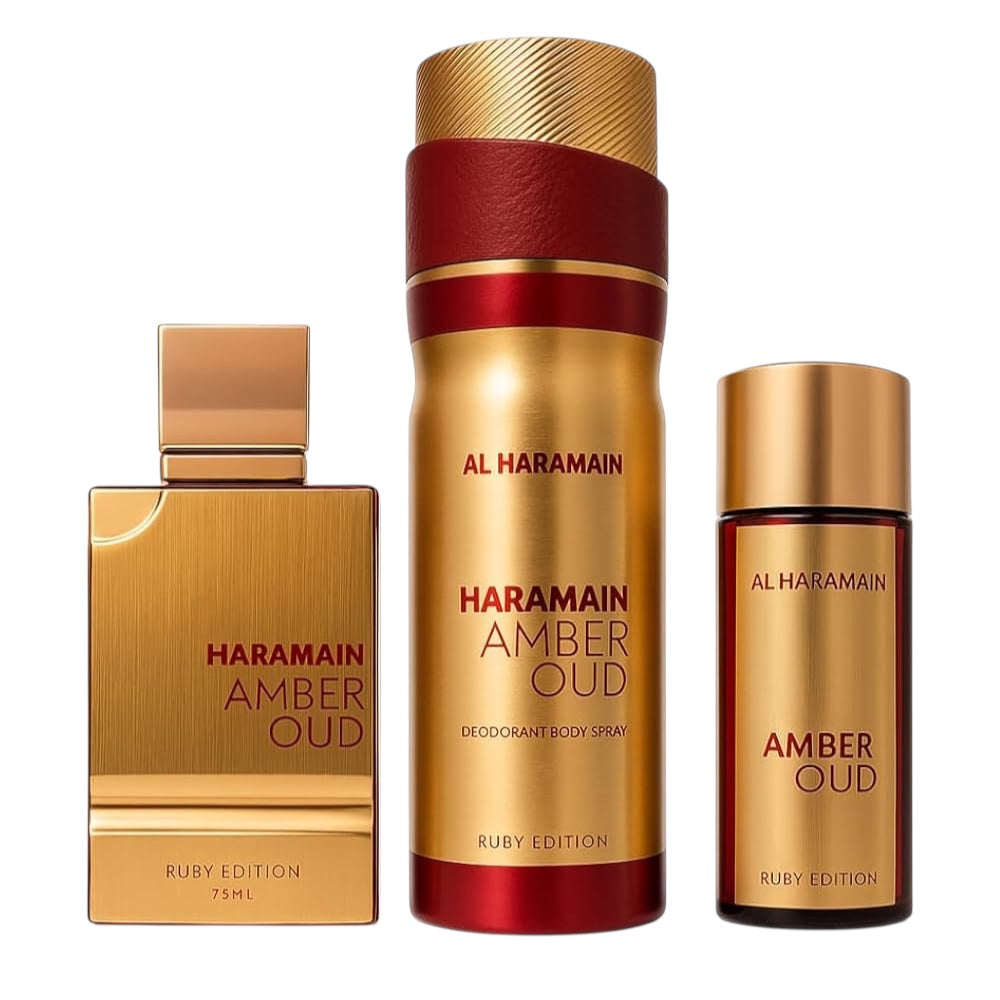 Al Haramain Amber Oud Ruby Unisex Set 3 Pz EDP 75ml/ EDP 30ml/ Body Lotion 200ml
