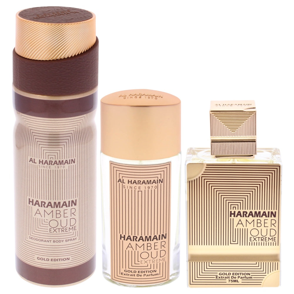 Al Haramain Amber Oud Gold Extreme 3 Pcs Woman EDP 75ml/ mini 28ml/ Body Spray 190ml