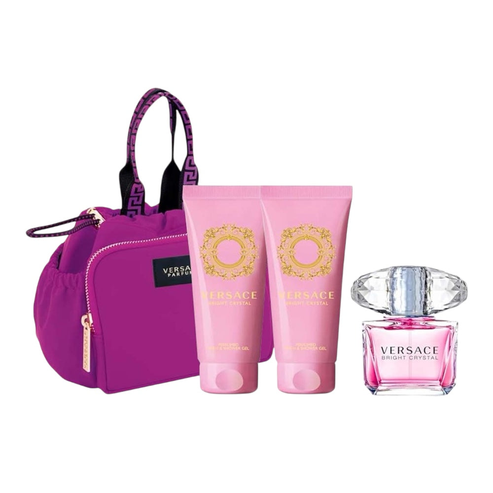 Versace Bright Crystal Absolu Women Set 4 Pz EDP 90ml/ Body Lotion 100ml/ Shower Gel 100ml/ Bag