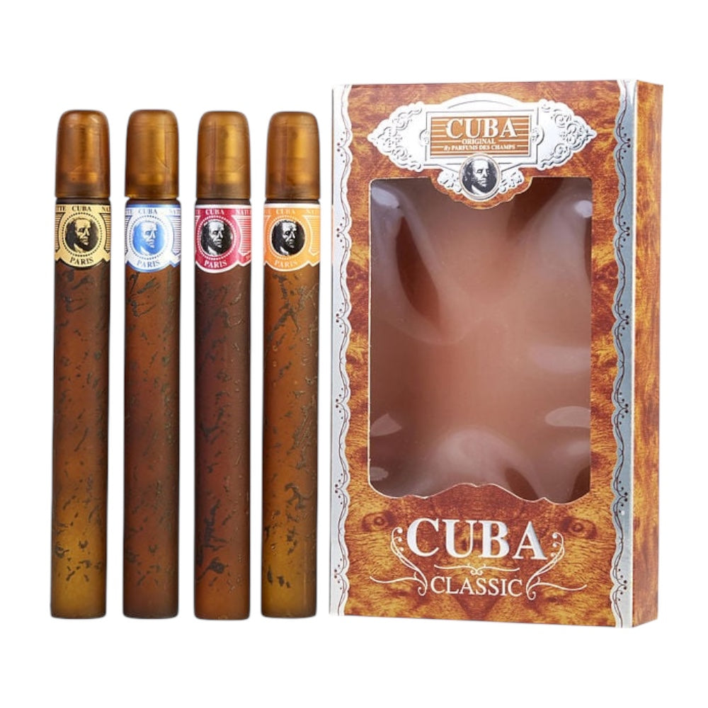 Cuba Set Classic 4 Pcs Men Blue, Gold,Red,Orange, EDT 35ml C/U