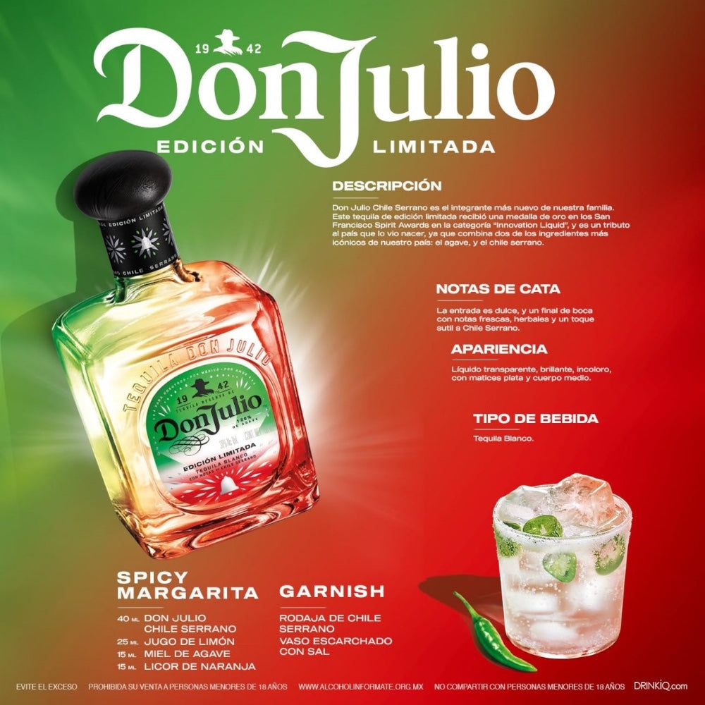 Don Julio Blanco Edicion Limitada Chile Serrano 700ml