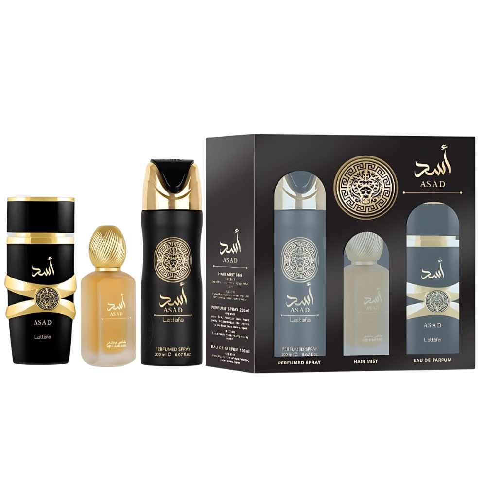 Lattafa Asad Men Set 3 Pz EDP 100ml/ Deo 200ml/ Hair Mist 50ml