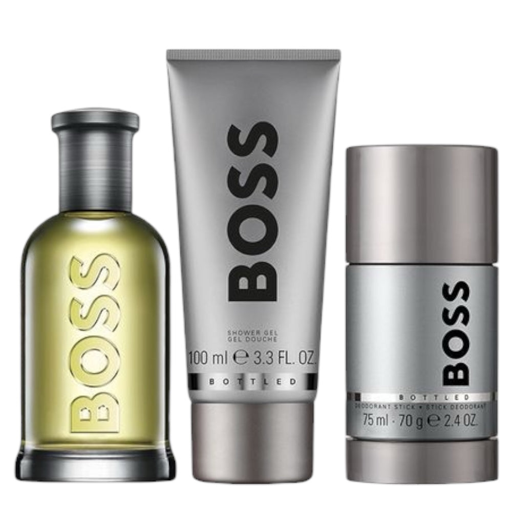 Boss Bottled Men Set 3pz EDT 100ml/ Baby Shower 100ml/ desodorante 75ml