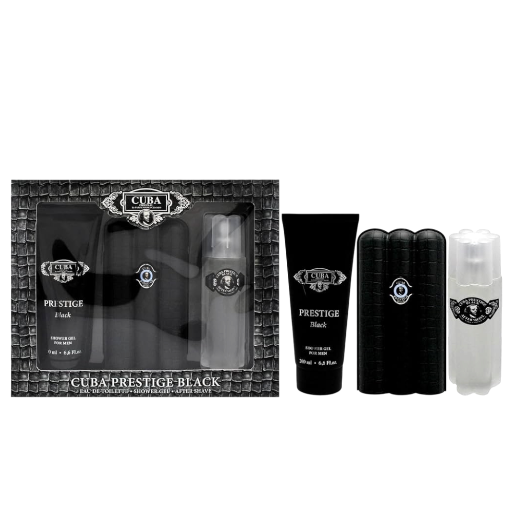 Cuba Prestige Black Set 3pcs Men EDT 90ml/ Body Gel 200ml/ After Shave 100ml