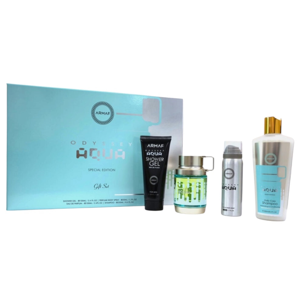 Armaf Odyssey Aqua Set 4pcs EDP 100ml/ Body Spray 50ml/ Body Gel 100ml/ Shampoo 250ml
