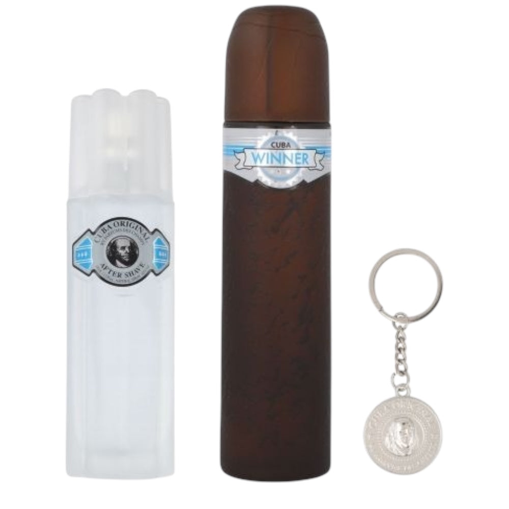 Cuba Winner Men 3 Pcs EDT 100ml/ Loción De Afeitar 100ml/ Llavero