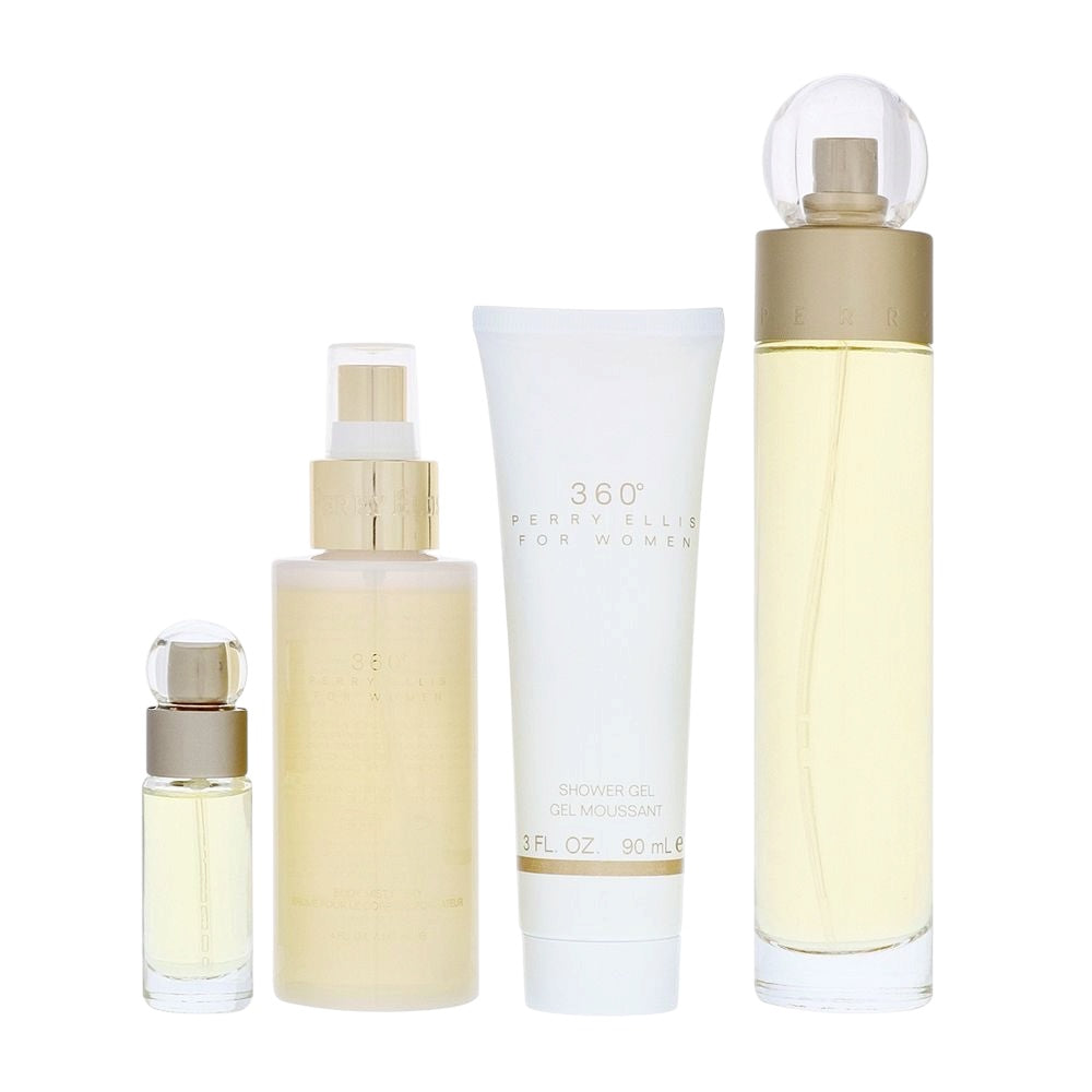 Perry Ellis 360 Woman Set 4 pz EDT 100ml/ Body Lotion 118ml/ Shower Gel 90ml/ EDT 7.5 ml