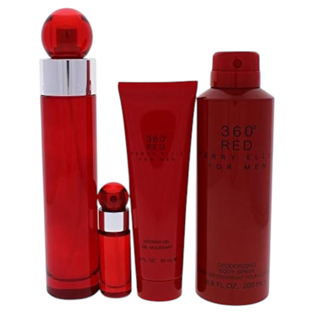 Perry Ellis 360 Red Men 4 Pz. Set 100ml EDT/200ml Deo sp/90ml Gd/10ml mini
