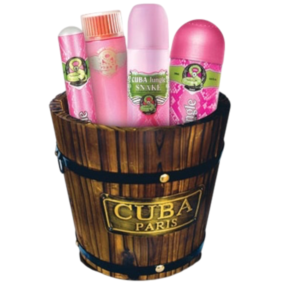 Cuba Jungle Snake Cubetazo Woman 5pcs EDP 100ml/ EDP 35ml/ Desodorante 200ml/ Body Lotion 120ml/ Cubeta