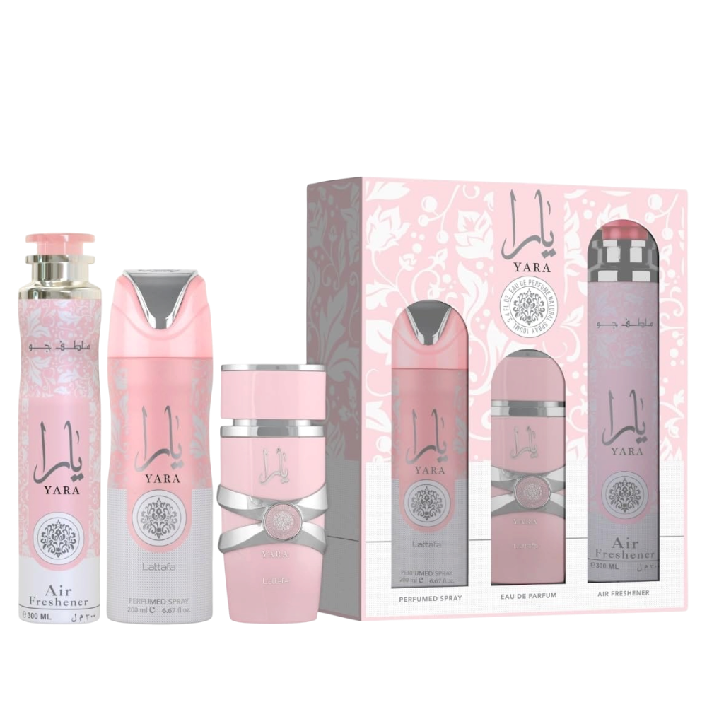 Lattafa Yara Woman Set 3pcs EDP 100ml/ Air Freshener 300ml/ Desodorante 200ml