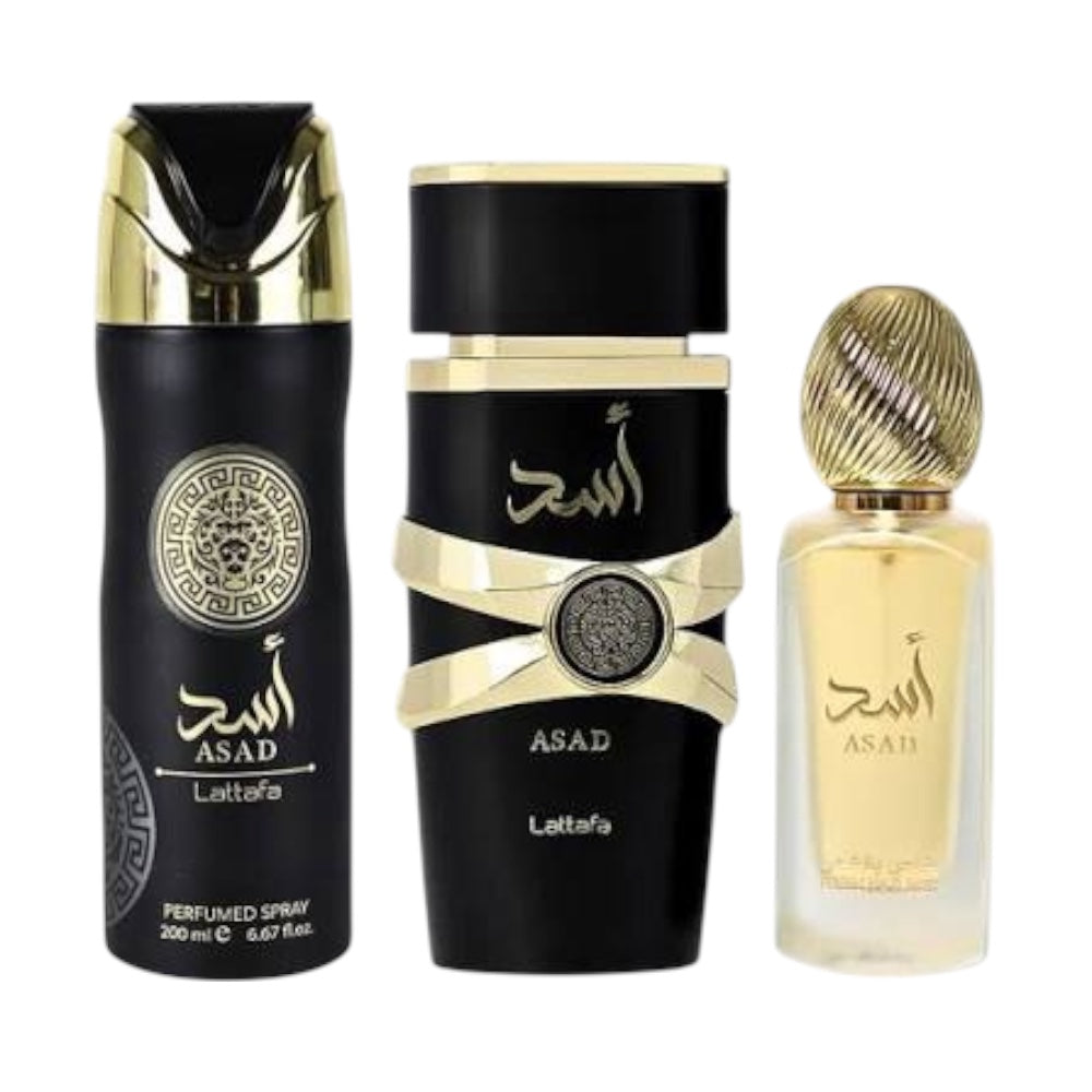 Lattafa Asad Men Set 3 Pz EDP 100ml/ Deo 200ml/ Hair Mist 50ml