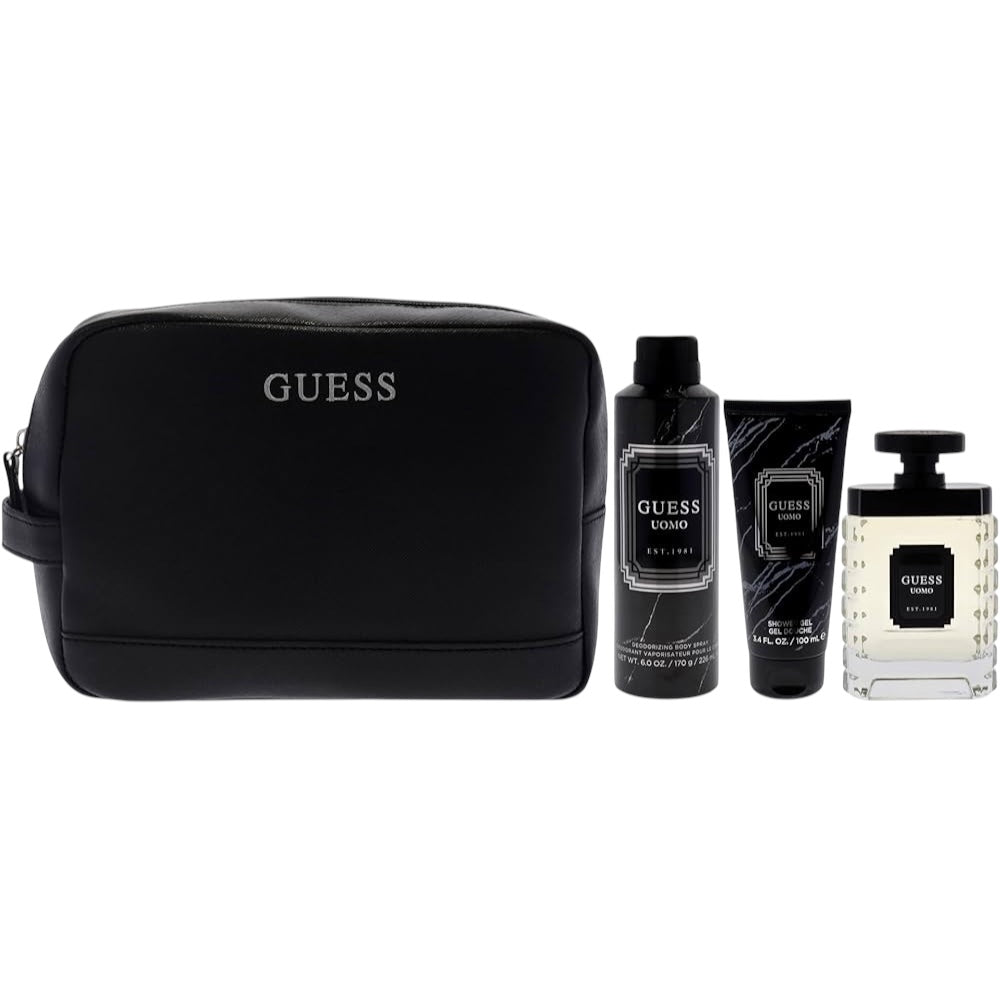 Guess Uomo Men Set 4 Pz EDT 100ml/ Deo Spray 188ml/ Gel Ducha 100ml/ Bag