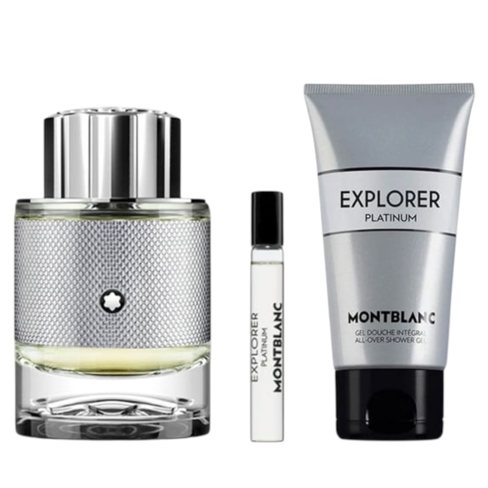 Mont Blanc Explorer Platinum Men Set 3 Pz EDP 100ml/ Shower Gel 100ml/ EDP 7.5ml