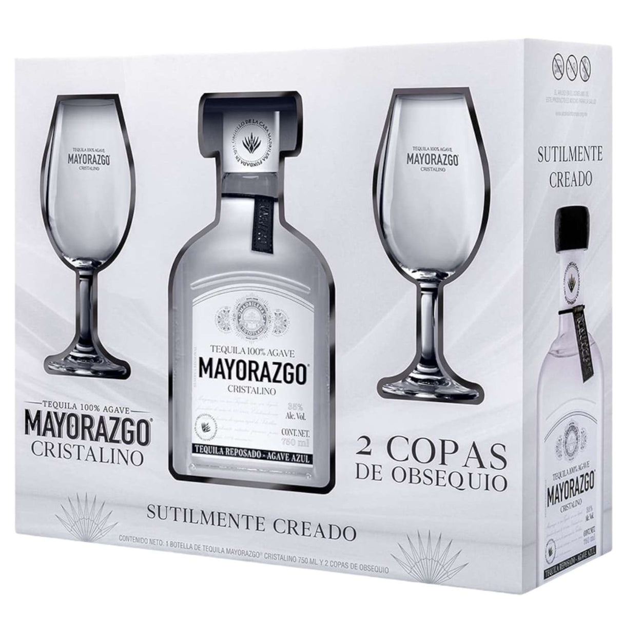 Tequila Mayorazgo Cristalino Reposado 750 ml+ Dos copas