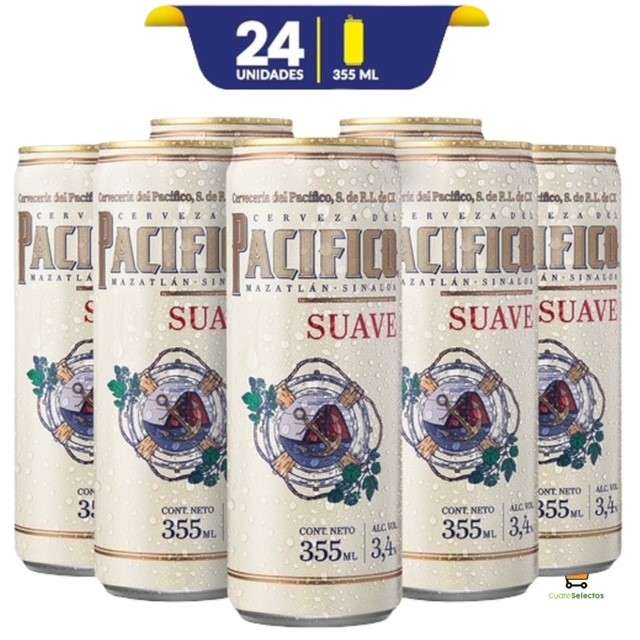 Cerveza Pacifico Suave Lata caja 24 pack 355 ml