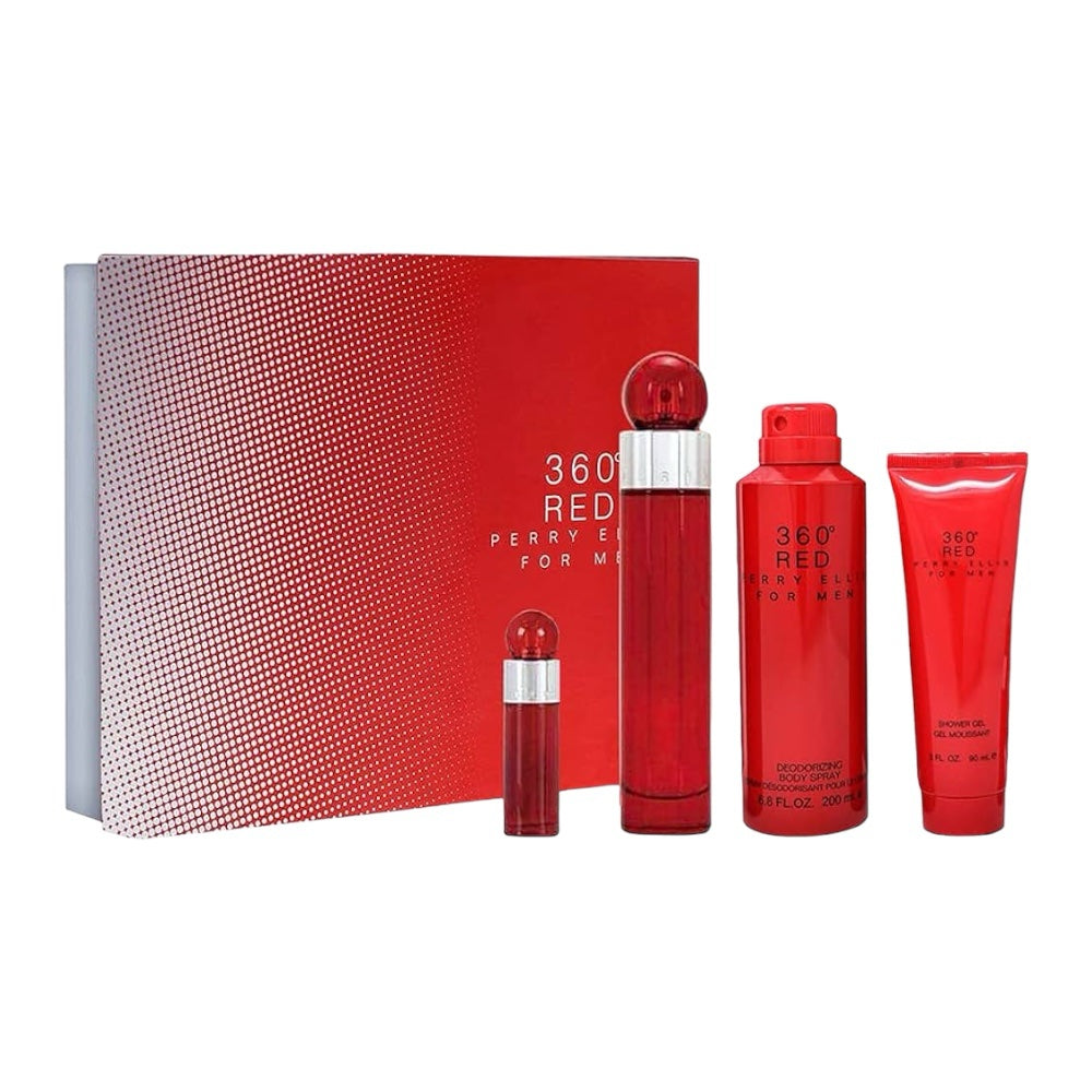 Perry Ellis 360 Red Men 4 Pz. Set 100ml EDT/200ml Deo sp/90ml Gd/10ml mini
