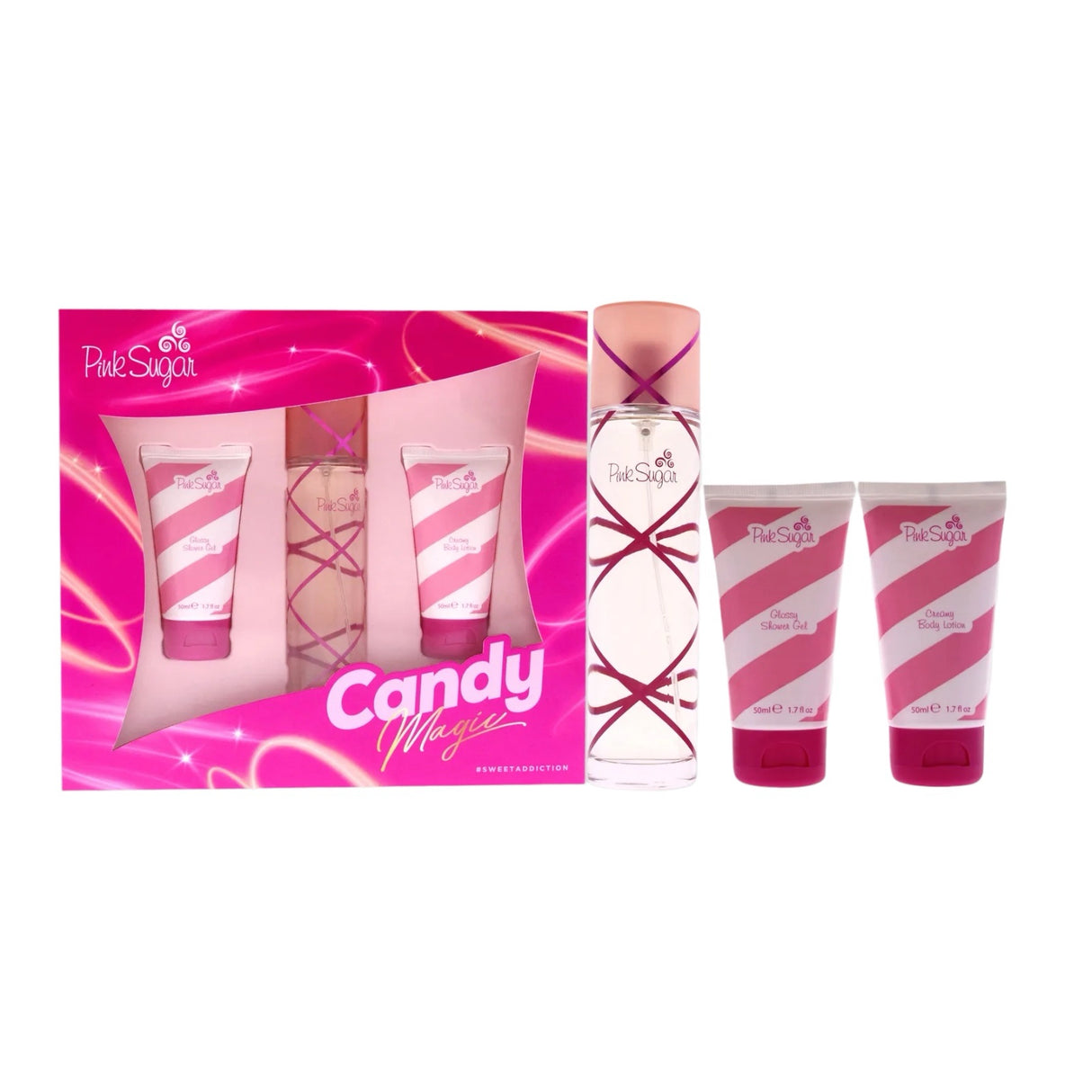 Aquolina Pink Sugar Women Set 3pz EDT 100ml + 50ml Gel De Ducha + 50ml Loción Corporal