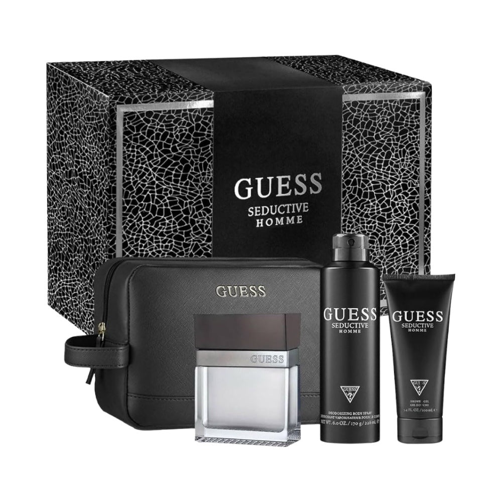 Guess Seductive Homme Men 4 pz EDT100ml/ Gel De Ducha 100ml/ Spray Corporal 226ml/ bag