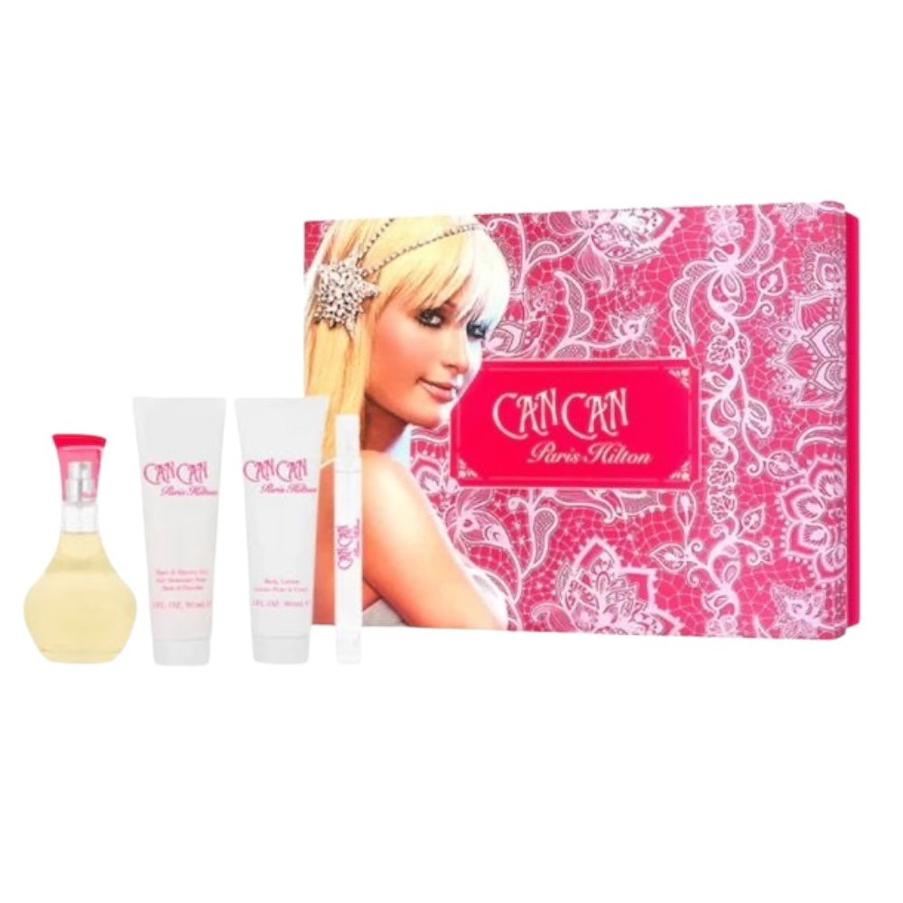 Paris Hilton Can Can Women Set 4 Pz EDP 100ml/ EDP 10ml/ Body Lotion 90ml/ Shower Gel 90ml