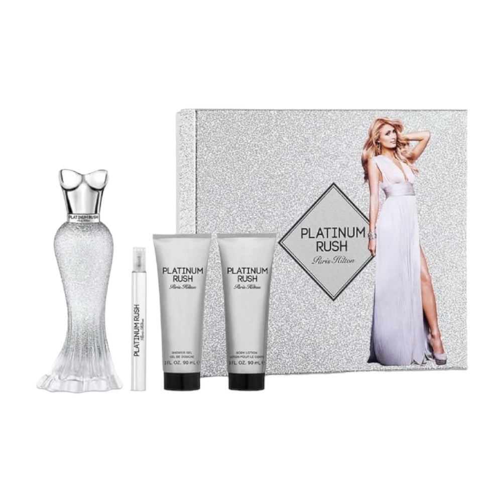 Paris Hilton Platinum Women Set 4 Pz EDP 100ml/ B/L 90ml/ S/G 90ml/ EDP 10ml