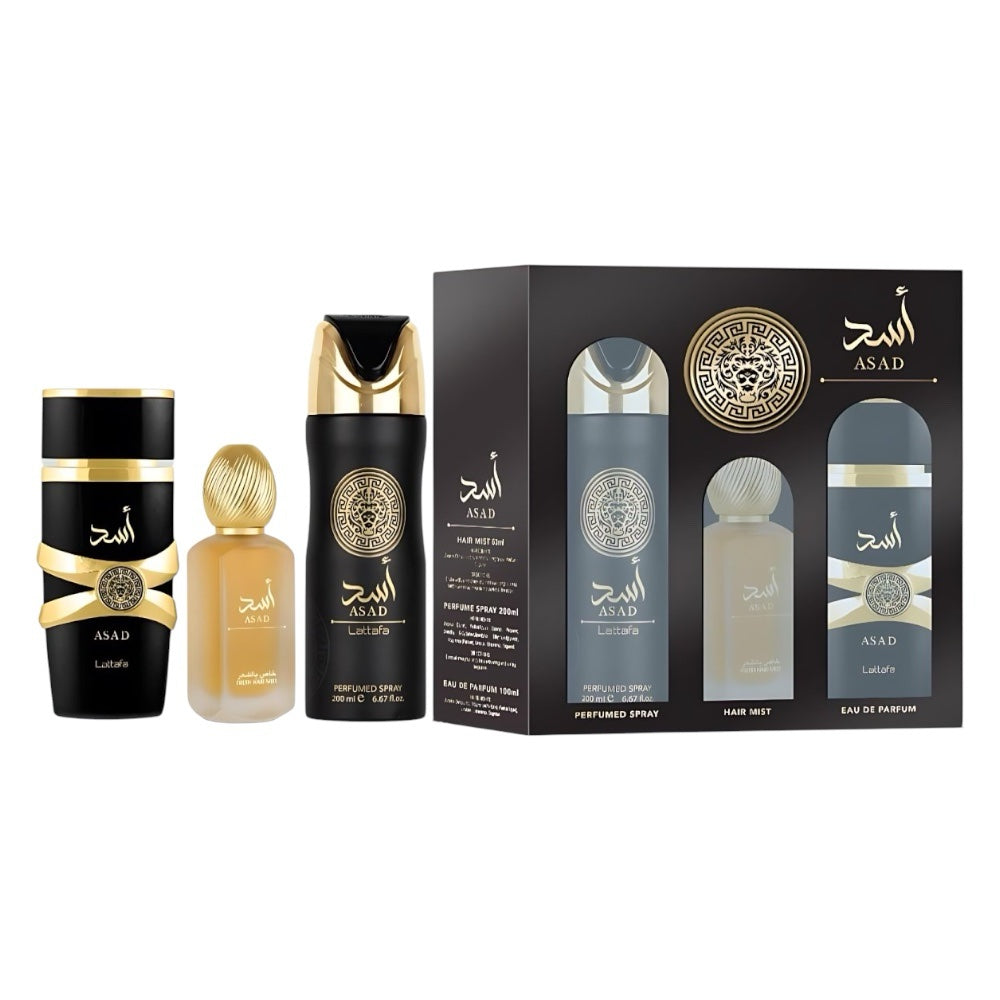 Lattafa Asad Men Set 3 Pz EDP 100ml/ Deo 200ml/ Hair Mist 50ml