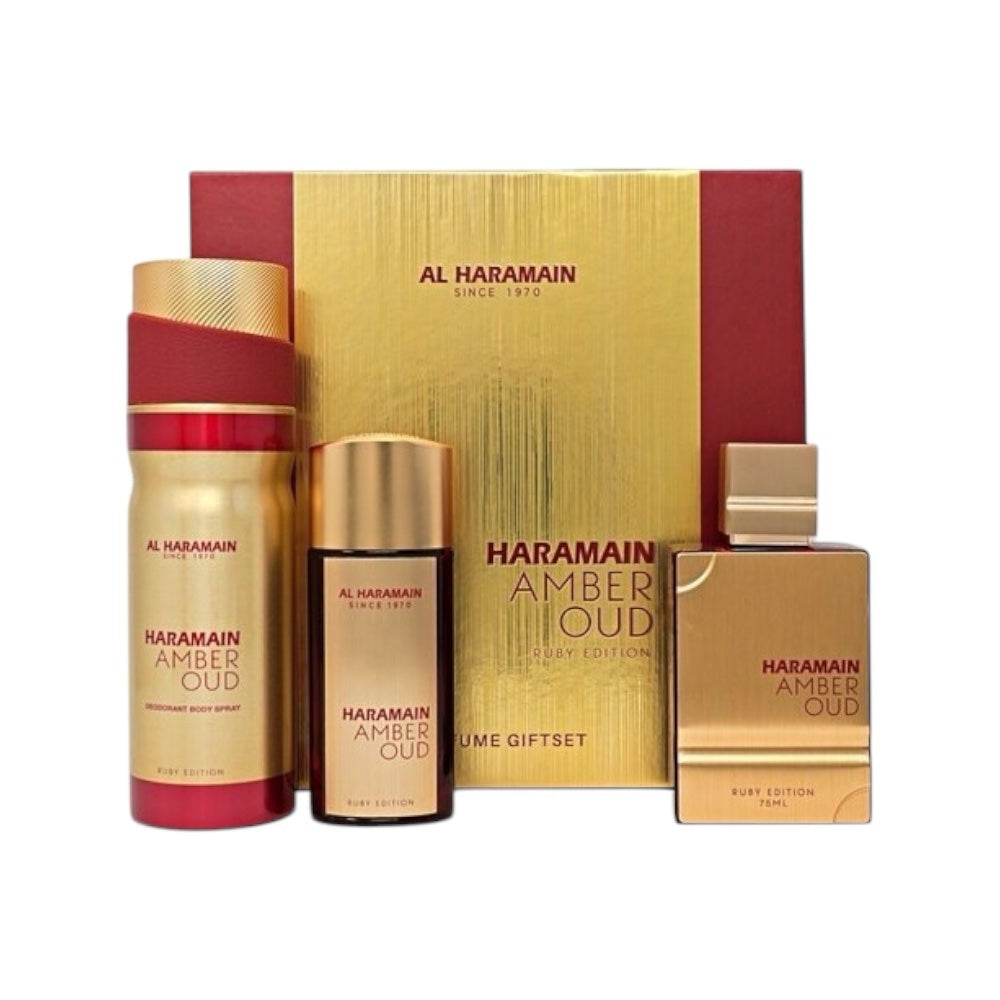 Al Haramain Amber Oud Ruby Unisex Set 3 Pz EDP 75ml/ EDP 30ml/ Body Lotion 200ml
