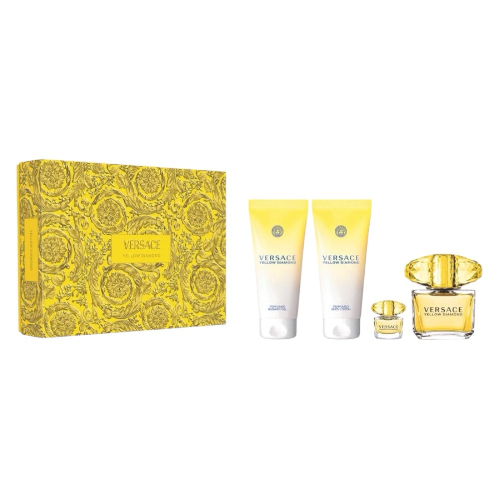 Versace Yellow Diamond Woman Set 4 Pz EDT 90ml/ EDT 5ml/ Body Lotion 100ml/ shower gel 100ml