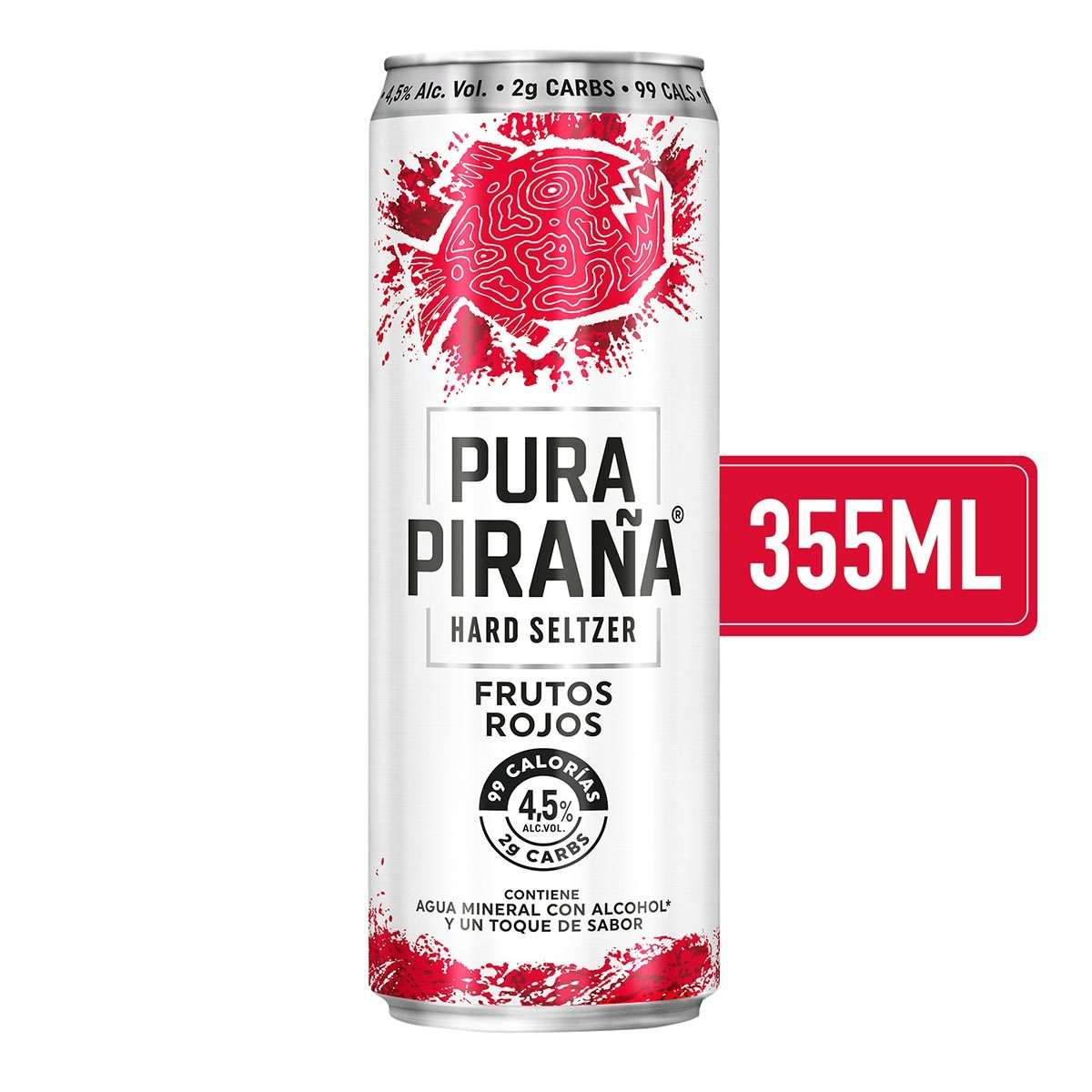 Pura Piraña Hard Seltzer Frutos Rojos 6 pack 355ml