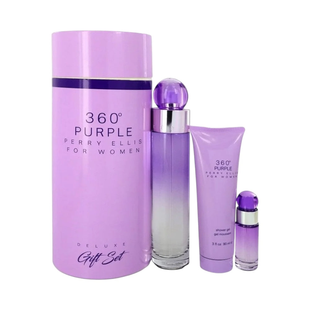 Perry Ellis 360 Purple Set 3 pz Woman EDP 100 ml/ Gel De Baño 100ml/ EDP 7.5 ml