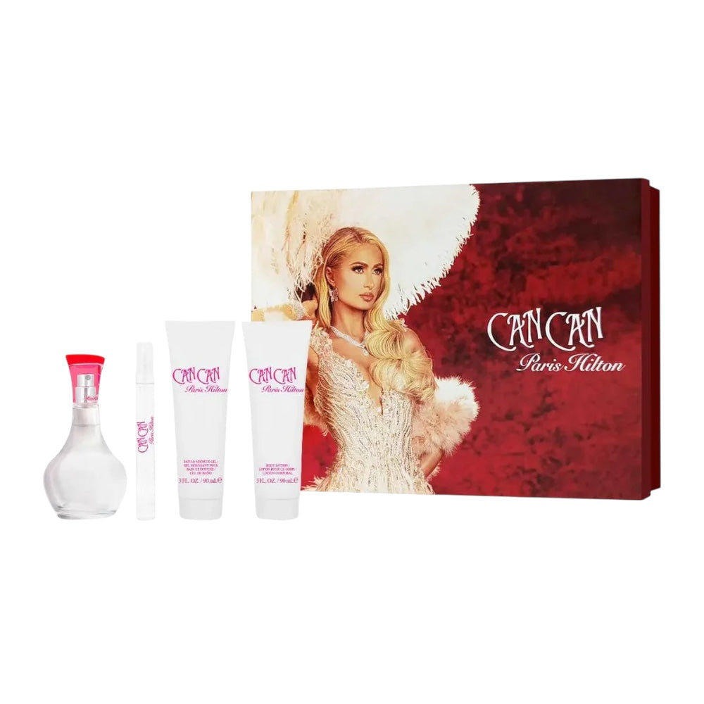 Paris Hilton Can Can Woman Set 4pz EDP 100ml/ Body Lotion 85ml/ Body Shower 85ml/ Mini EDP 10ml