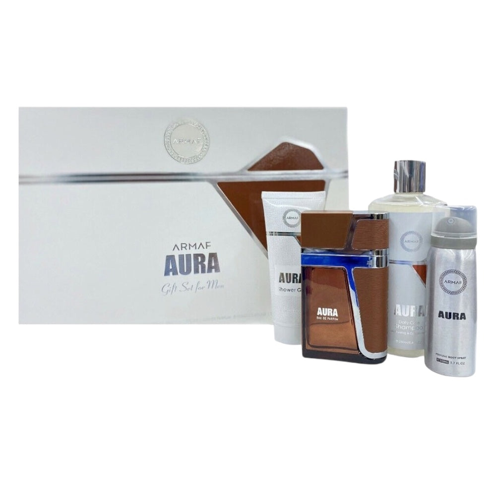 Armaf Aura 4pcs Men EDT 100ml/ Body Shower 100ml/ Body Spray 50ml/ Shampoo 250ml