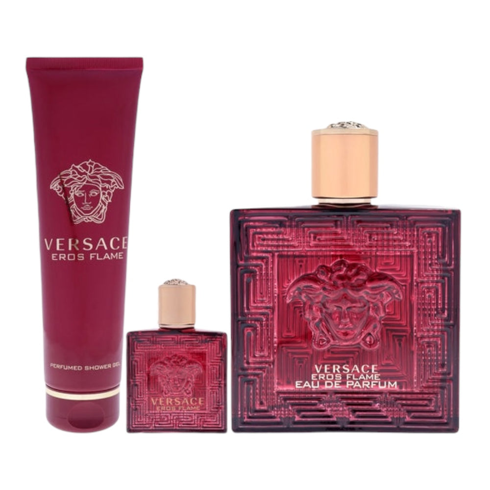 Versace Eros Flame Men Set 3pz EDP 100ml/ bath & shower 150ml/ mini spray 10ml