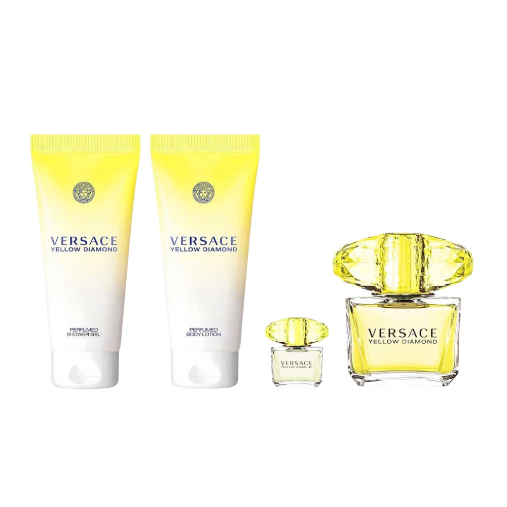 Versace Yellow Diamond Woman Set 4 Pz EDT 90ml/ EDT 5ml/ Body Lotion 100ml/ shower gel 100ml