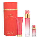 Perry Ellis 360 Coral Women Set 3pcs EDP 100ml/ Body Shower 90ml/ Mini 10ml