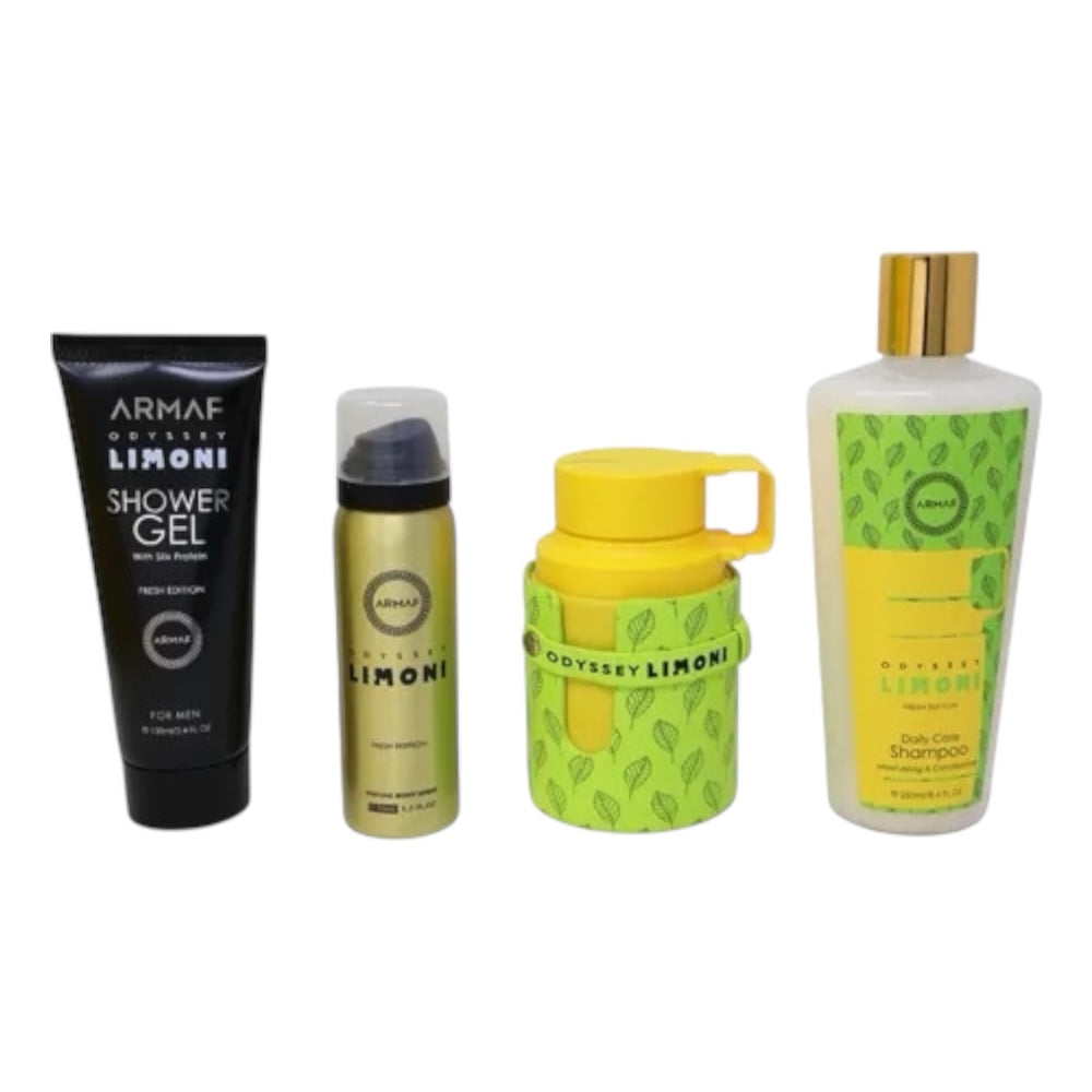 Armaf Odyssey Limoni Men Set 4pcs EDP 100ml/ Body Spray 50ml/ Shampoo 250ml/ Body Shower 100ml