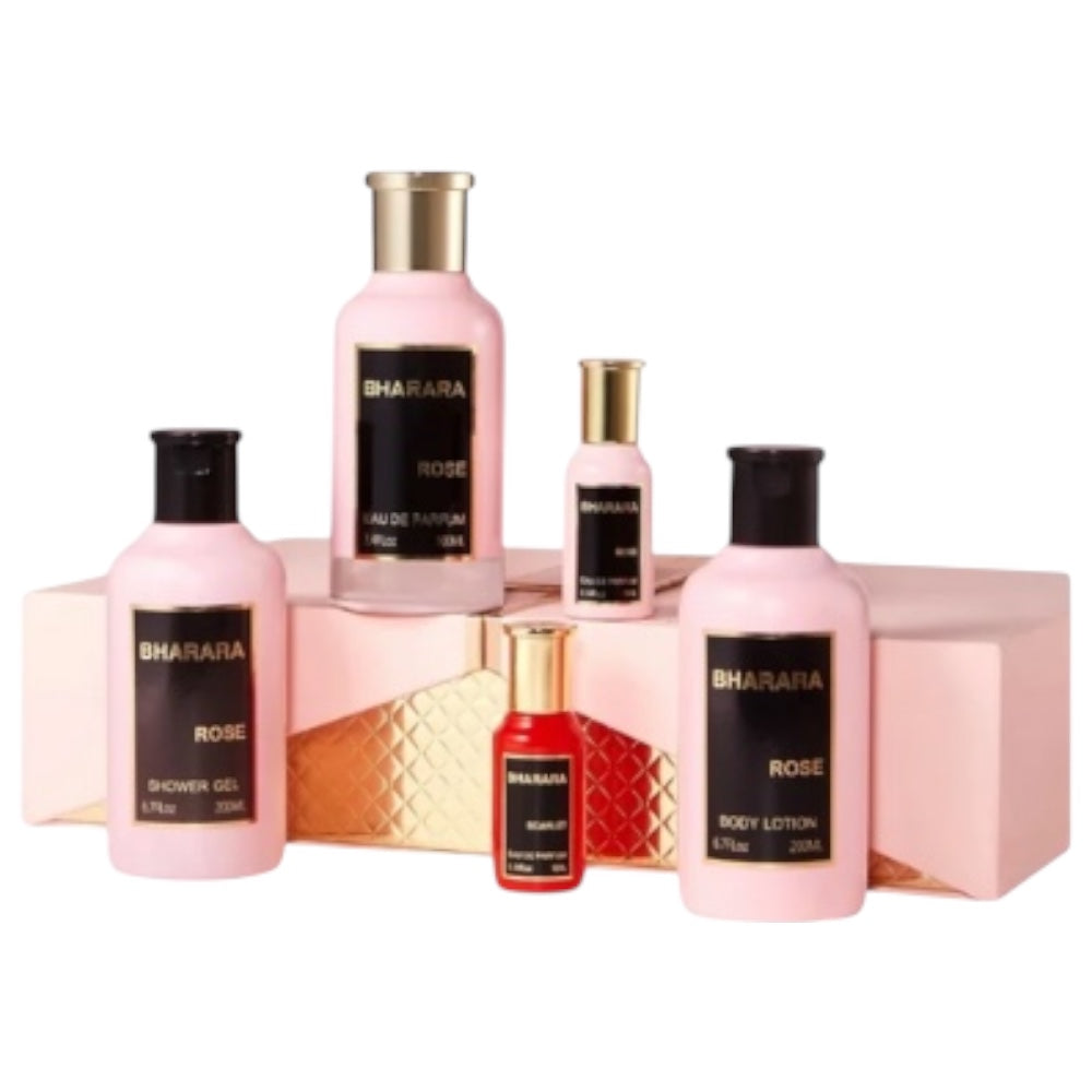 Bharara Rose Set 5pz Women EDP 100ml/ Rose EDP 10ml/ Rose Body Lotion 200ml/ Rose Shower Gel 200ml/ Rose perfum 10ml