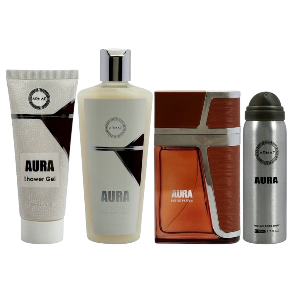 Armaf Aura 4pcs Men EDT 100ml/ Body Shower 100ml/ Body Spray 50ml/ Shampoo 250ml