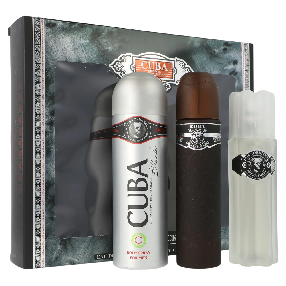 Cuba Black Set 3pcs Men EDT 100ml/ Body Spray 100ml/ After Shave 100ml