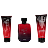 Rasasi Hawas Fire Set 3pcs Men EDP 100ml/ Limpiador De Rostro 100ml/ Body Gel 100ml