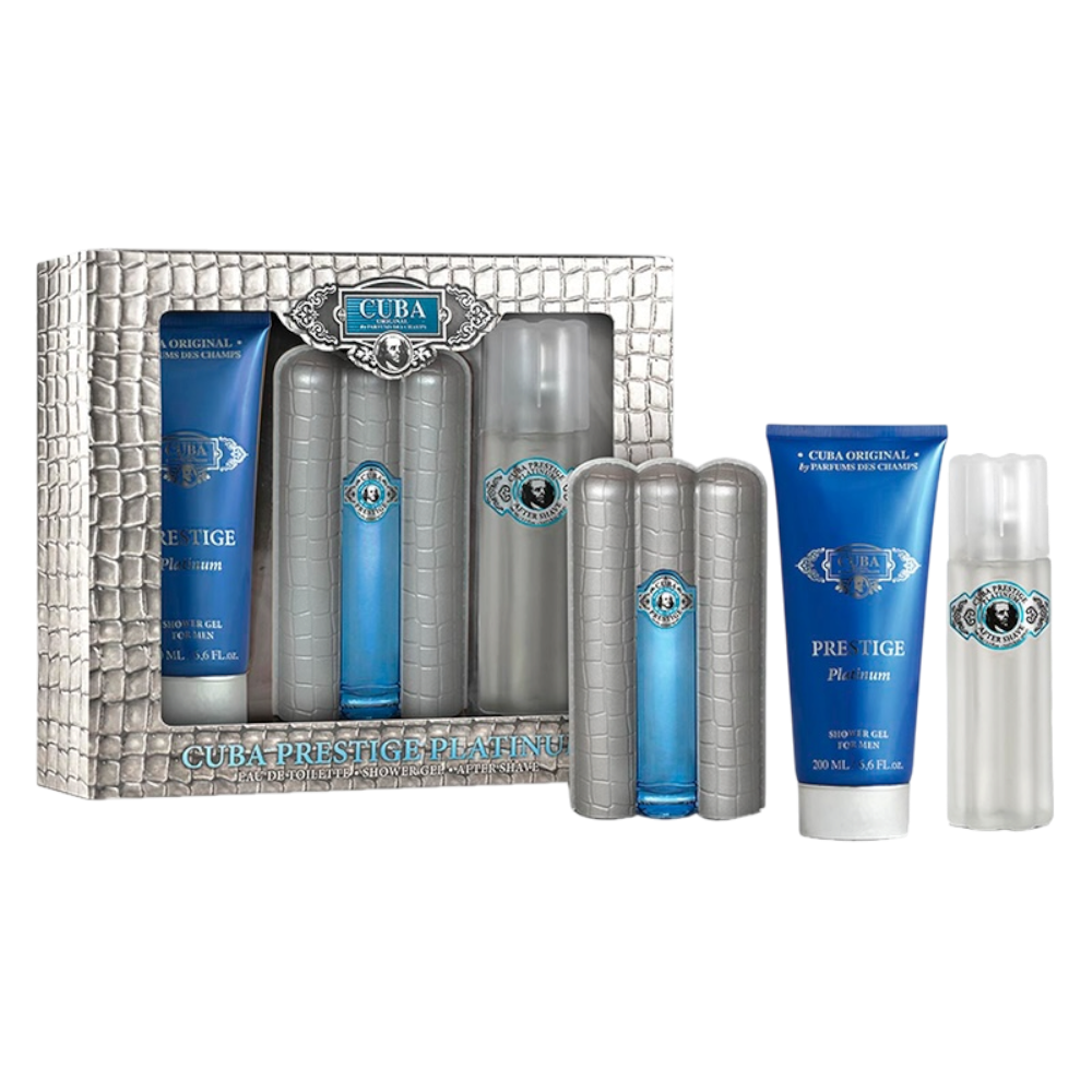 Cuba Prestige Platinum Set 3pcs Men EDT 90ml/ Shower Gel 200ml/ After Shave 100ml