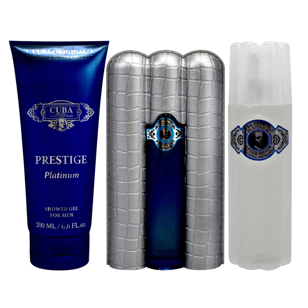 Cuba Prestige Platinum Set 3pcs Men EDT 90ml/ Shower Gel 200ml/ After Shave 100ml