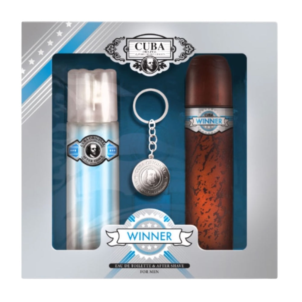 Cuba Winner Men 3 Pcs EDT 100ml/ Loción De Afeitar 100ml/ Llavero
