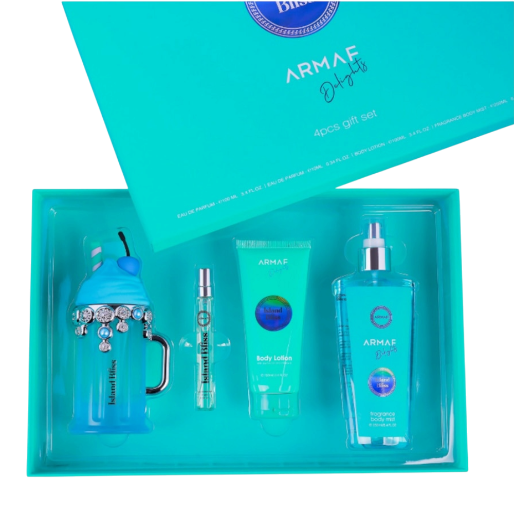 Armaf Lux Delights Island Bliss Woman EDP 100ml/ Mini 10ml/ Body Lotion 100ml/ Body Mist 250ml
