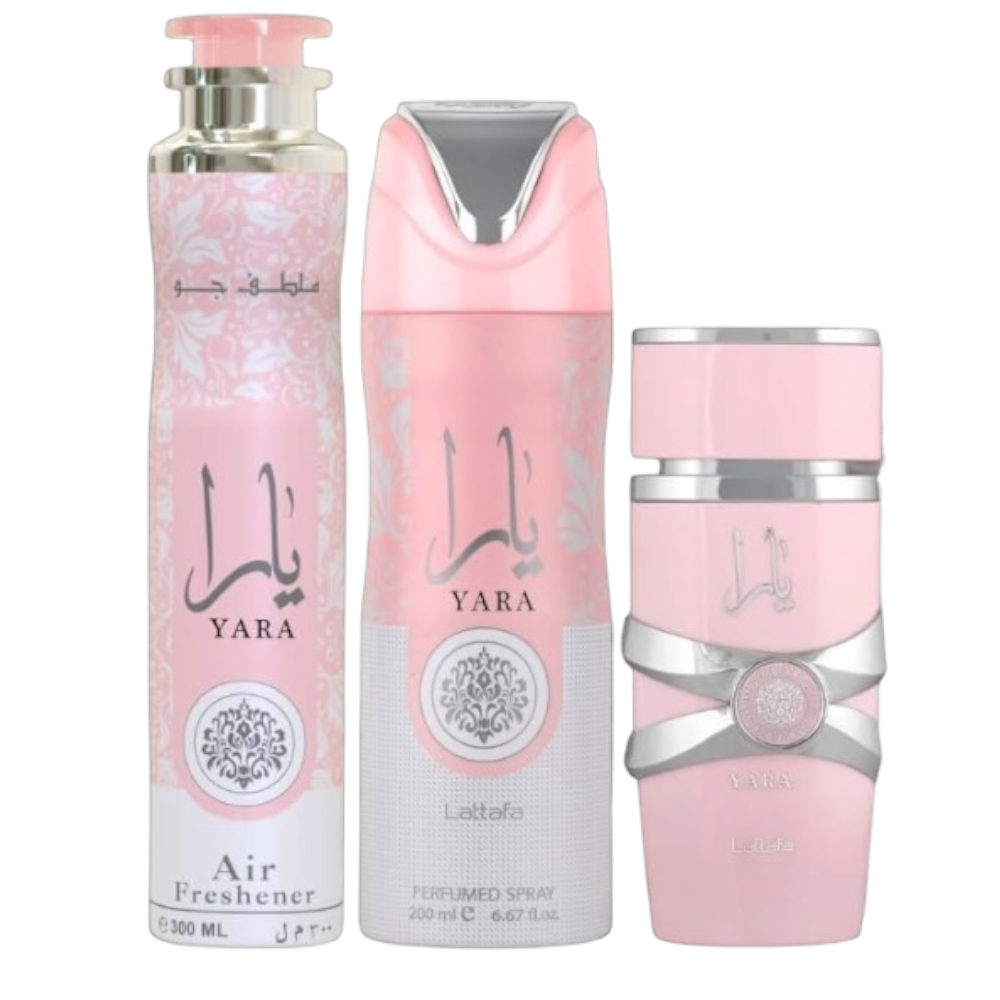 Lattafa Yara Woman Set 3pcs EDP 100ml/ Air Freshener 300ml/ Desodorante 200ml